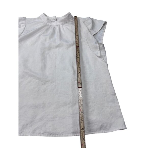 Nine West Womens White Cream Flutter Sleeve Blouse Keyhole Back Lightweight Size - Picture 6 of 9